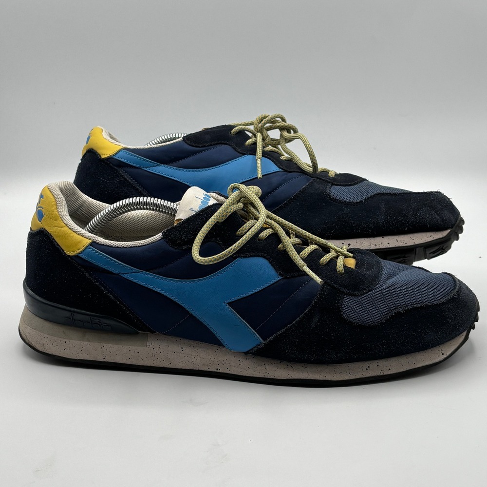 Diadora Lifestyle Sneakers Mens 12 Navy Blue Yellow Suede Mesh 501.177361/C9120